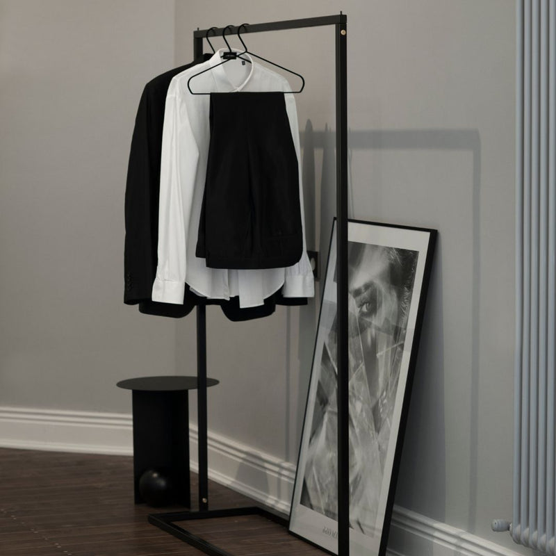 modern entrance interior design black free standing clothing rack for jackets and coats