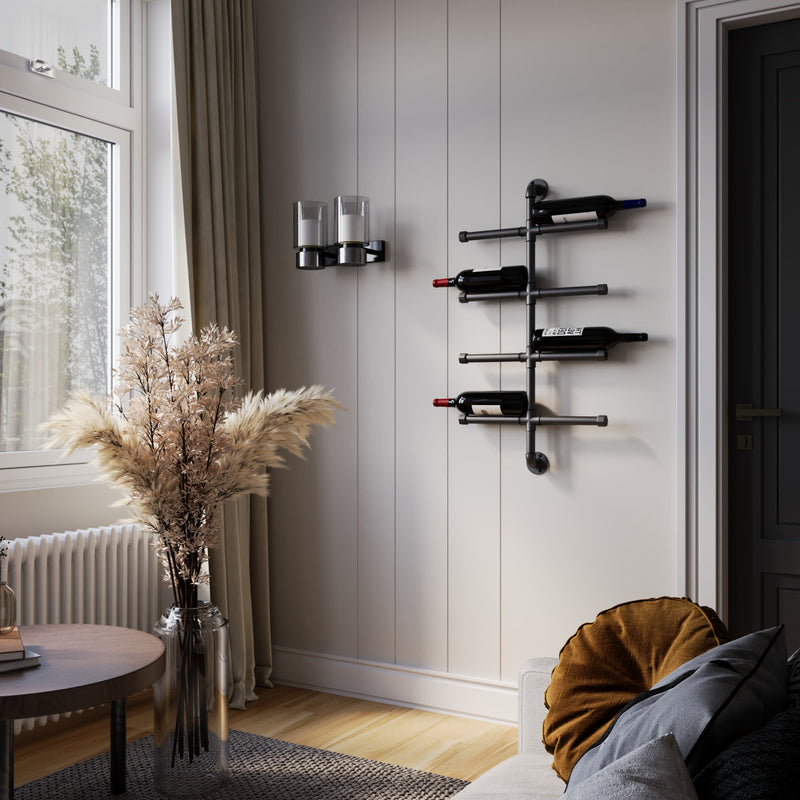 Wall mounted Wine bottle rack with 8 arms